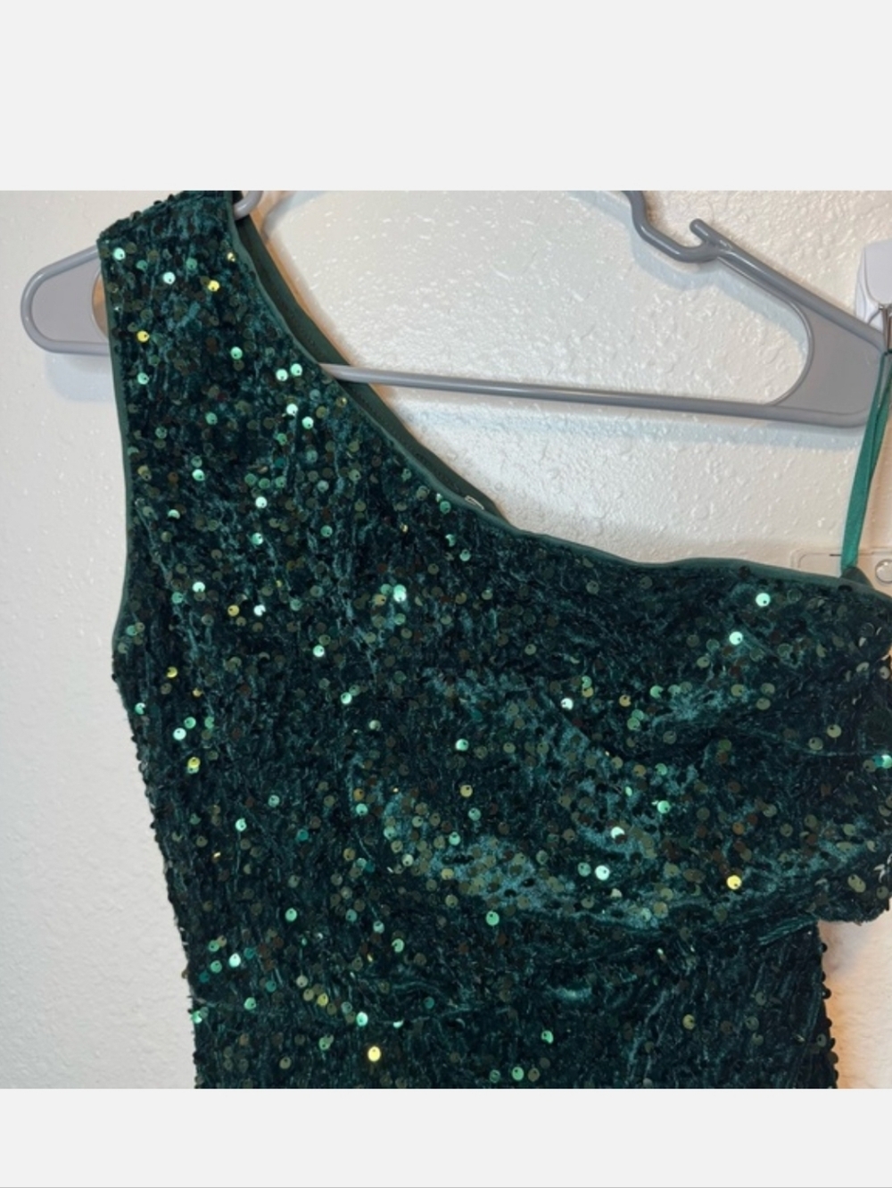 Emerald Green Sequin Velvet Gown